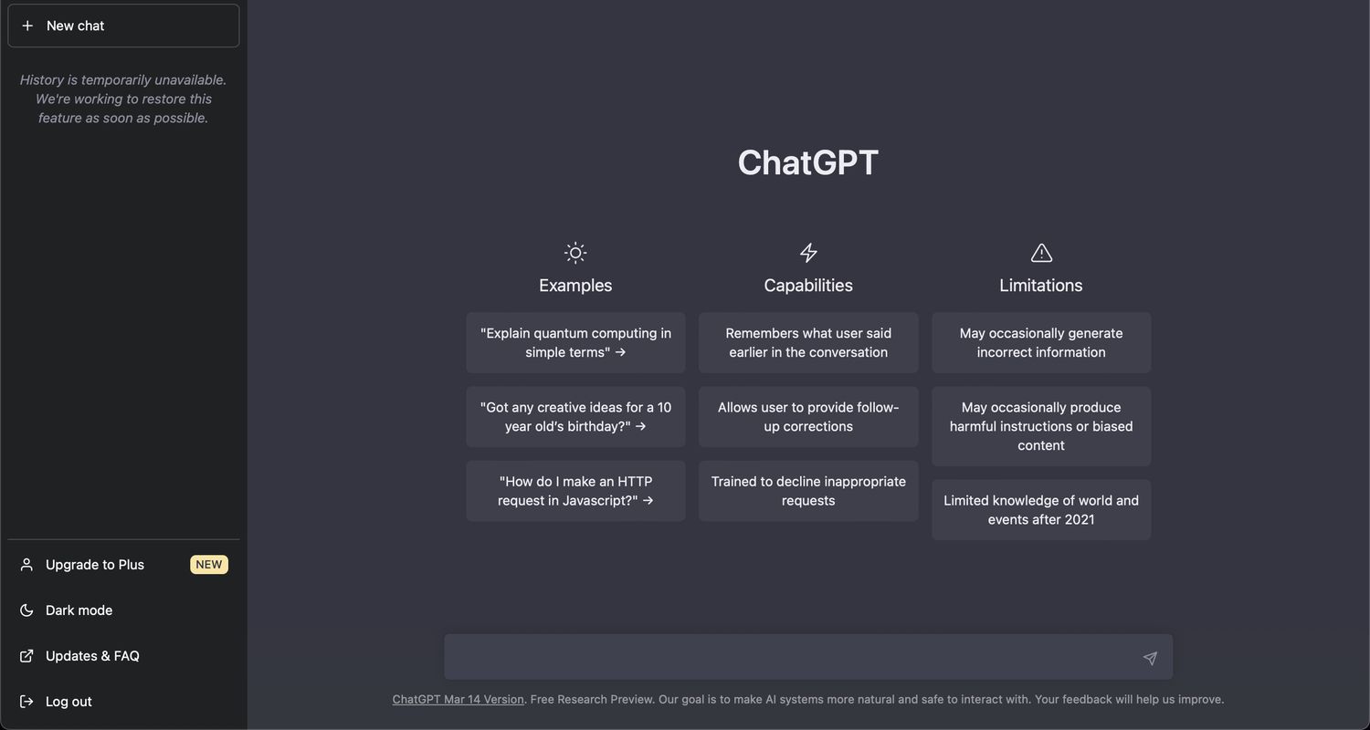 ChatGPT interface