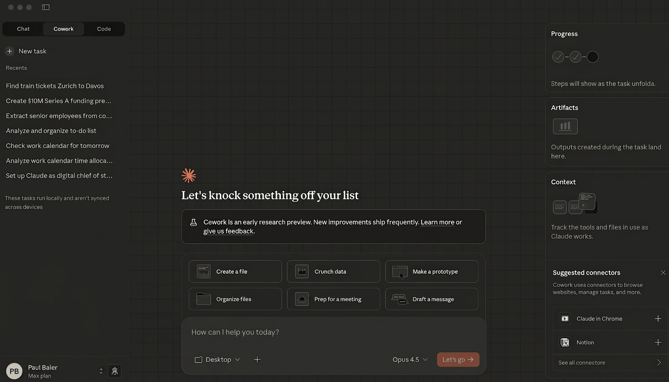 Claude Cowork interface